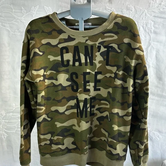 Wound Up Camouflage Crewneck Women’s Sweatshirt, Streetwear/Casual/ Playful Bold - Picture 9 of 11